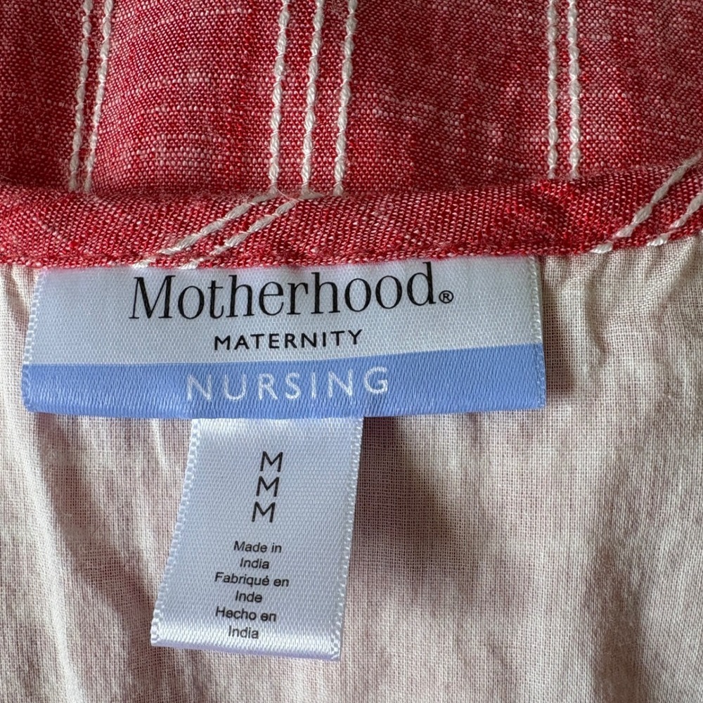 Motherhood Maternity Nursing Dress, Red & White Striped, Medium - Picture 4 of 6